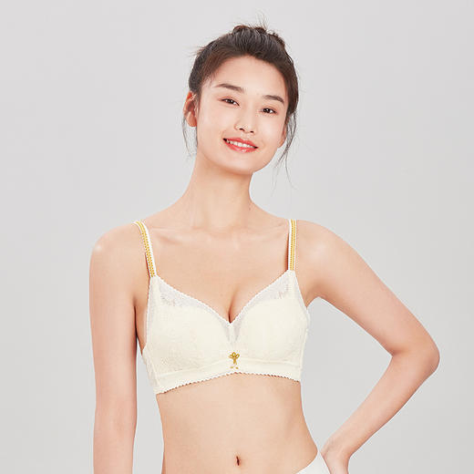 都市丽人自然舒适常规内衣A杯中厚3/4杯蕾丝文胸三排树脂胶圈LB31A3 商品图0