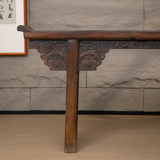 清 铁力木夹头榫螭龙纹一块玉翘头案 商品图1