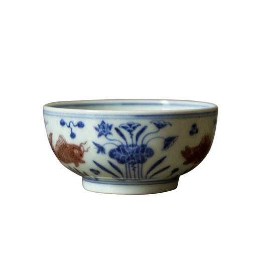 茶香记 景德镇忘言慕明青花釉里红鱼藻纹品杯110ml手绘茶杯主人杯 商品图4