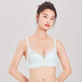 都市丽人WISECOOL常规内衣B杯超薄三角杯蕾丝文胸三排无钢圈LB32D5