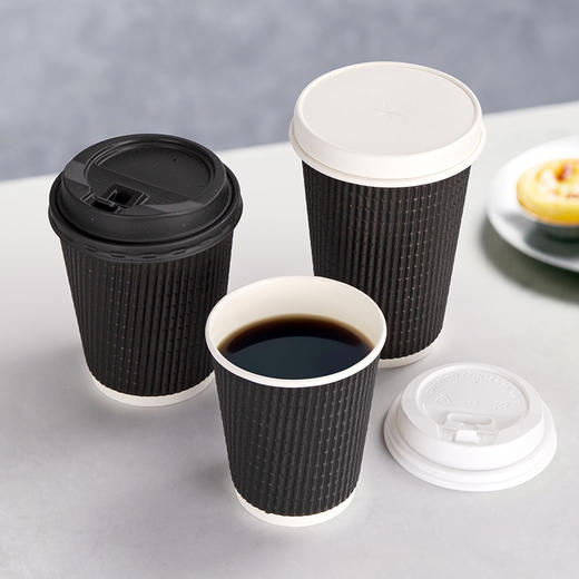 喇叭花黑色一次性咖啡杯纸杯加厚纸杯试饮杯意式咖啡杯50个 商品图0