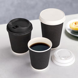 喇叭花黑色一次性咖啡杯纸杯加厚纸杯试饮杯意式咖啡杯50个