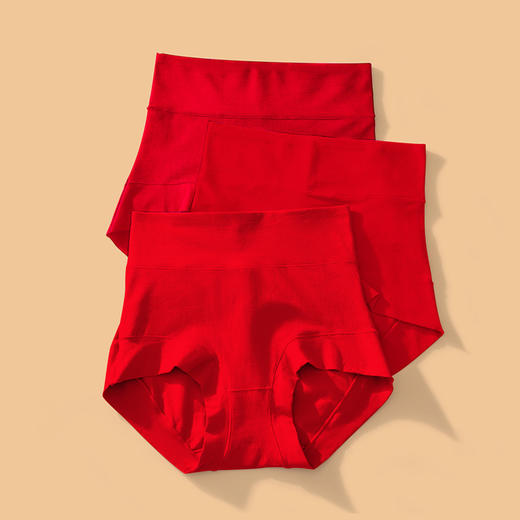 XY-H1212   本命年大红60支精梳棉高腰三角裤透气抗菌裆大码 商品图0