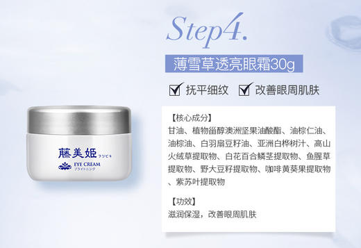 【中欧班列精选】日本眼霜 原装进口藤美姬薄雪草透亮眼霜 30g 商品图2