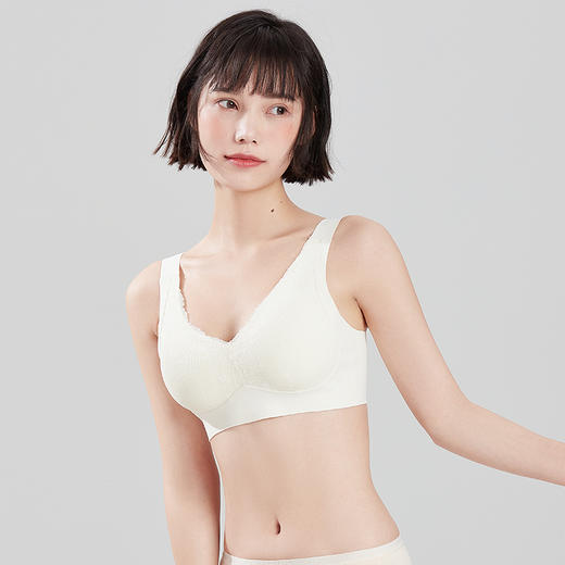 都市丽人Vbra内衣无尺码中厚3/4杯蕾丝文胸三排无钢圈LB368K 商品图1