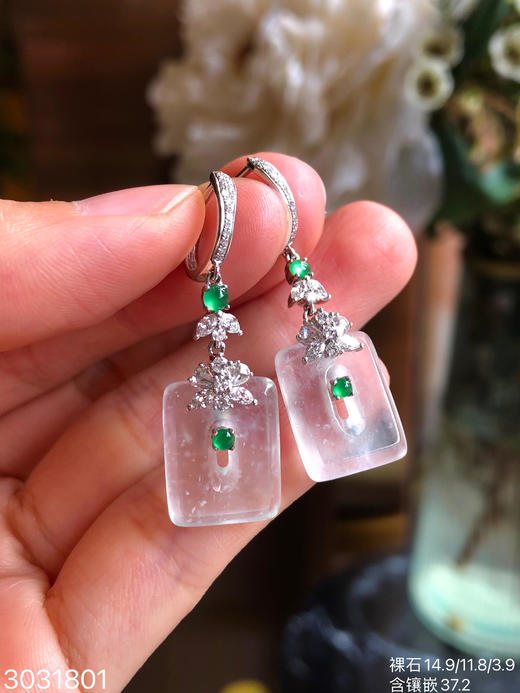 3031801，玻璃方扣耳坠。具体价格微信咨询 商品图8