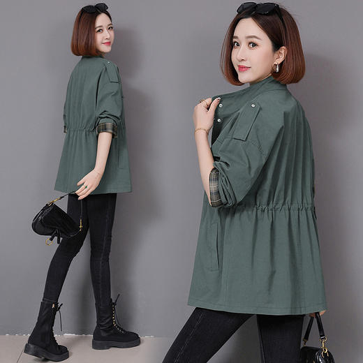 HR WY72139宽松舒适纯色减龄休闲中长款风衣外套 商品图2