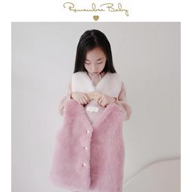 现货 / CUDDLE | 亲子款 意大利进口面料制 100%羊毛 皮草背心 芭蕾粉 / 月光白