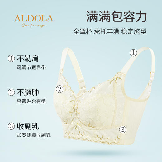 雅黛丽内衣女聚拢大胸显小收副乳全罩杯文胸无钢圈大码调整型胸罩 商品图1