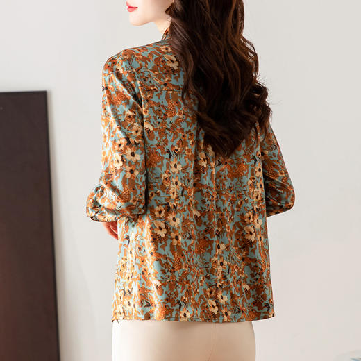 春季新款优雅修身复古桑蚕丝真丝衬衫HR-WL63099 商品图3