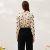 EITIE爱特爱春季新款洋气职业干练显瘦系带几何印花衬衫上衣6909607 商品缩略图4