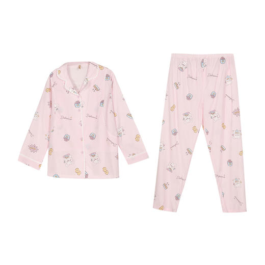 都市丽人梭织人棉薄长袖家居服睡衣LH3CA3 商品图4