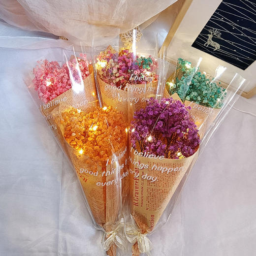 520七夕情人节永生满天星干花束仿真花成品礼品 snn07 商品图0