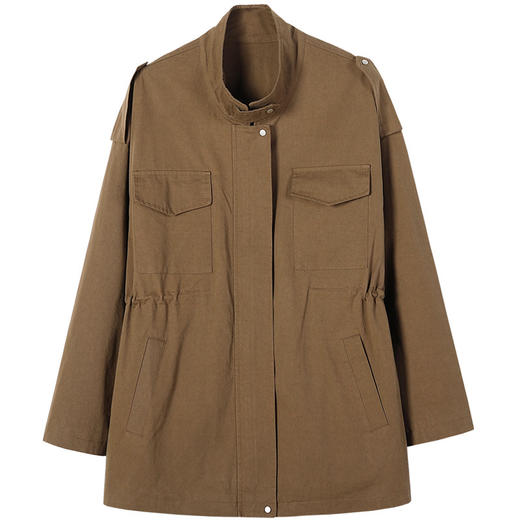 HR WY72139宽松舒适纯色减龄休闲中长款风衣外套 商品图4