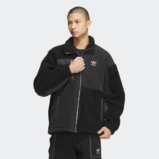 阿迪达斯 （adidas）三叶草抓绒衣新年款男春季户外保暖夹克仿羊羔绒运动外套HY7285 商品图0