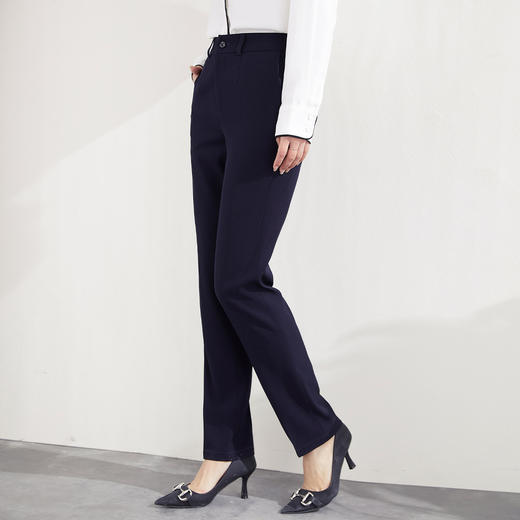 罗蒙春秋款女士弹力西装裤修身显瘦商务通勤纯色直筒小脚裤女 商品图5