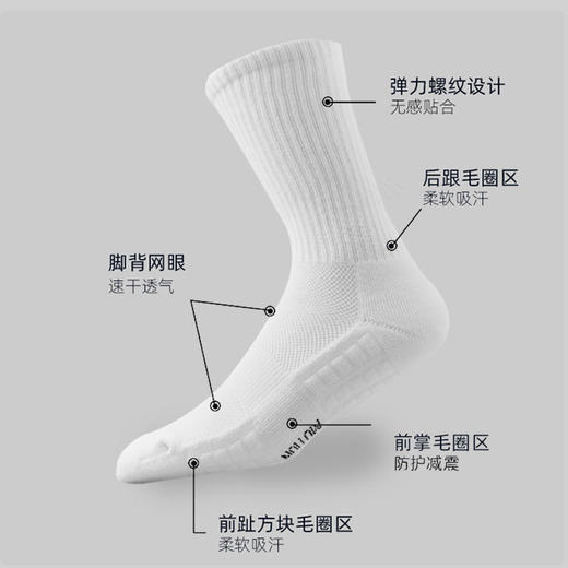 【2双装】男士袜子篮球棉休闲运动袜毛巾袜 商品图2