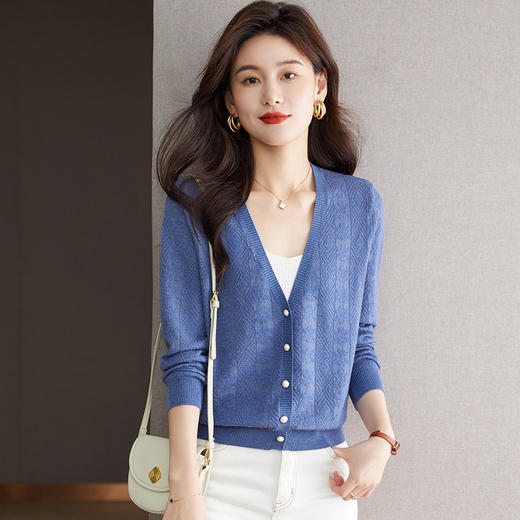 提花针织开衫毛衣外套，新款短款配裙子小披肩CC-53-58677 商品图0