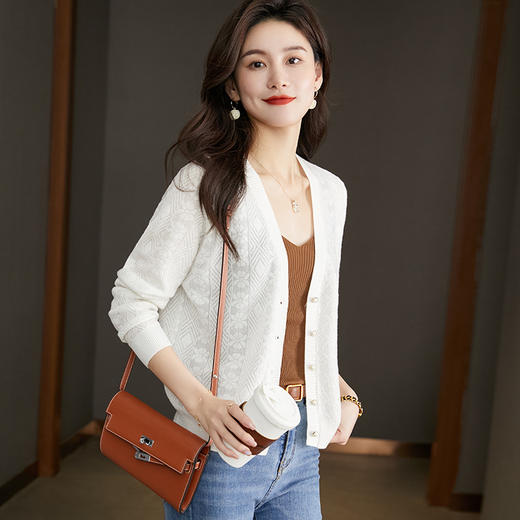 提花针织开衫毛衣外套，新款短款配裙子小披肩CC-53-58677 商品图1