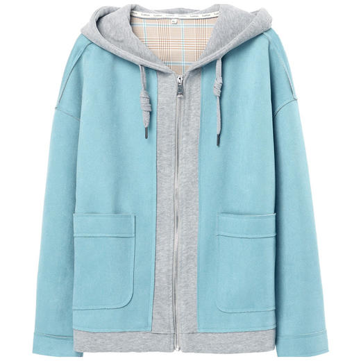 HR WL80869假两件连帽开衫气质宽松外搭上衣 商品图4