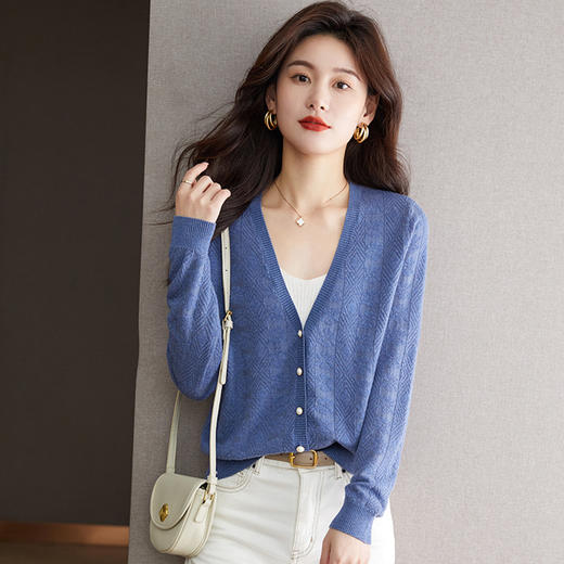 提花针织开衫毛衣外套，新款短款配裙子小披肩CC-53-58677 商品图3