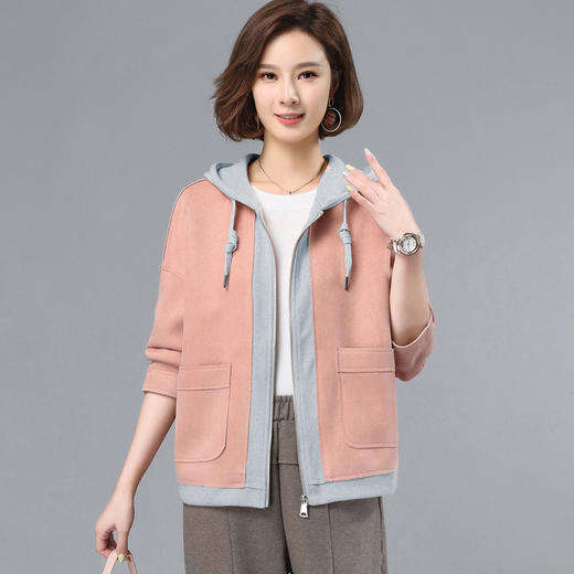 HR WL80869假两件连帽开衫气质宽松外搭上衣 商品图3