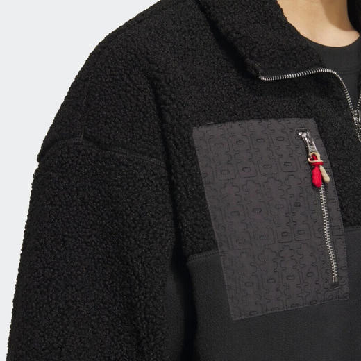 阿迪达斯 （adidas）三叶草抓绒衣新年款男春季户外保暖夹克仿羊羔绒运动外套HY7285 商品图4