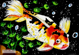 《油画棒画一条美丽的锦鲤》油画棒【自动发货：下单后，点击手机短信中收到的链接，即可获取文件下载的链接；如有任何问题，可添加客服微信hm33268获得帮助】