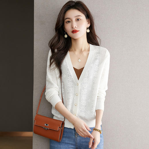 提花针织开衫毛衣外套，新款短款配裙子小披肩CC-53-58677 商品图6
