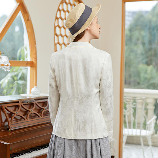 famecoco范可儿棉麻西装外套女春季显瘦百搭小西服小个子FAB1AW006 商品图2