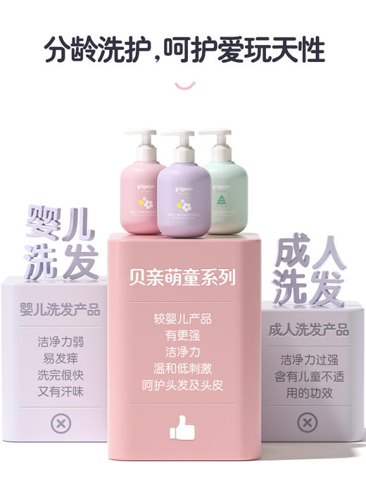 贝亲儿童男孩女孩顺滑柔亮洗发水（天使甜香/元气雪松香）300ml顺滑柔亮护发素（天使甜香）300ml/IA277/IA278/IA283 商品图7
