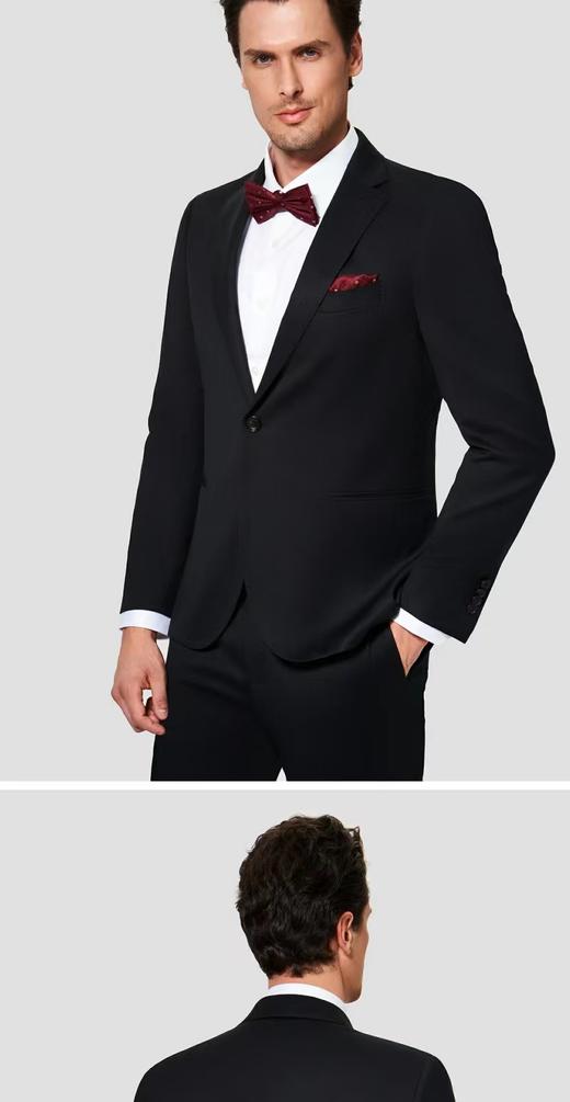 【Lampo蓝豹】B座6F |男士纯羊毛黑色商务正装超修身西服 商品图1