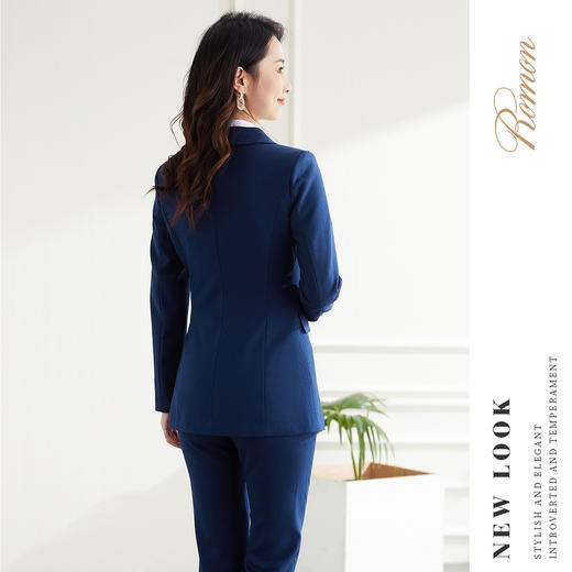 【上衣+裤子】罗蒙春秋西服套装女士商务通勤职业OL修身双排扣套装 商品图3