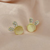 JU-A21051新款猫眼石可爱兔子耳钉女小众设计感个性百搭耳环耳饰 商品缩略图4