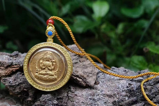 亚青四臂观音佛像款泥擦擦纯铜挂件吊坠 商品图0