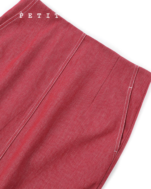 PETIT SCHAN小闪 CLO#180 rose 赤红色牛仔翻领外套/双开衩红色牛仔高腰半裙 商品图13