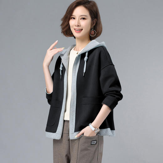 HR WL80869假两件连帽开衫气质宽松外搭上衣 商品图2
