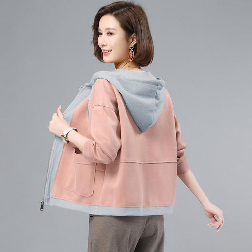 HR WL80869假两件连帽开衫气质宽松外搭上衣 商品图1