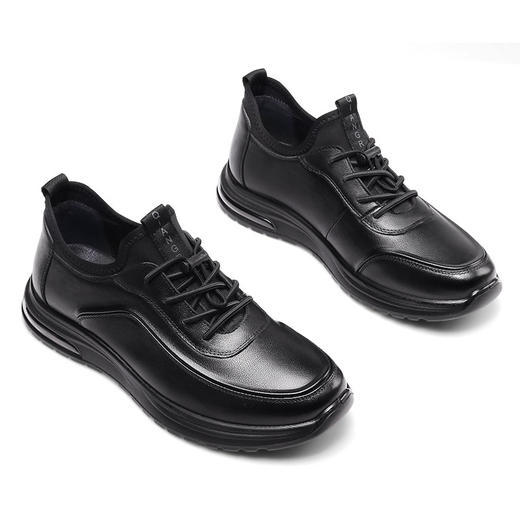 强人3515男鞋休闲皮鞋透气运动跑步鞋2023春季新款旅游鞋黑色 商品图12