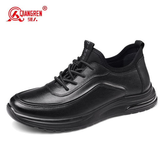 强人3515男鞋休闲皮鞋透气运动跑步鞋2023春季新款旅游鞋黑色 商品图7