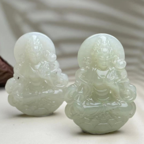 和田玉吊坠-晴水飘带观音