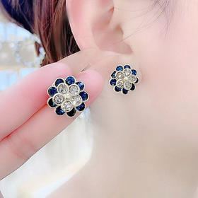 JU-A31611新款甜美银针轻奢水晶锆石耳环韩国时尚气质镶钻花朵耳扣耳饰