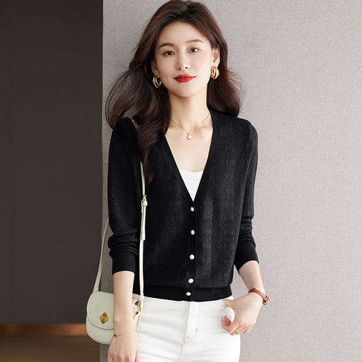 提花针织开衫毛衣外套，新款短款配裙子小披肩CC-53-58677 商品图2