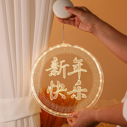 【LED圆盘3D春节彩灯】新年过年装饰灯小挂件2023兔年春节彩灯挂饰场景布置家用发光饰品 商品图3