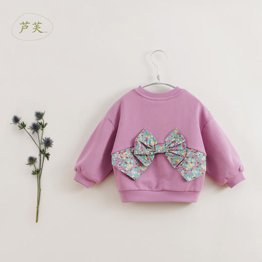 【马克珍妮 芦芙】春装新款 后背蝴蝶结宽松落肩卫衣230310 商品图3