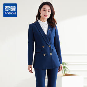 【上衣+裤子】罗蒙春秋西服套装女士商务通勤职业OL修身双排扣套装