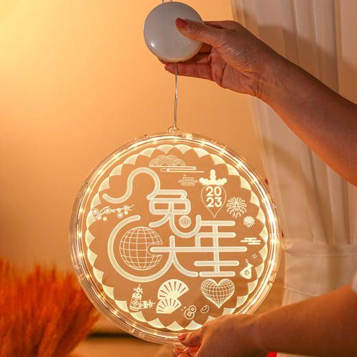 【LED圆盘3D春节彩灯】新年过年装饰灯小挂件2023兔年春节彩灯挂饰场景布置家用发光饰品 商品图9