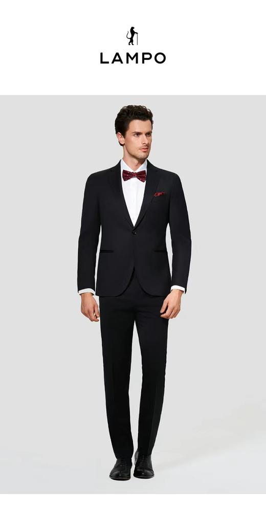 【Lampo蓝豹】B座6F |男士纯羊毛黑色商务正装超修身西服 商品图0