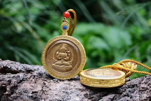 亚青四臂观音佛像款泥擦擦纯铜挂件吊坠 商品图1