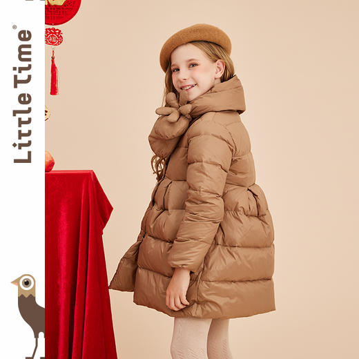 littletime女童羽绒服冬季中长款加厚白鸭绒2022新款洋气儿童棉服 商品图1
